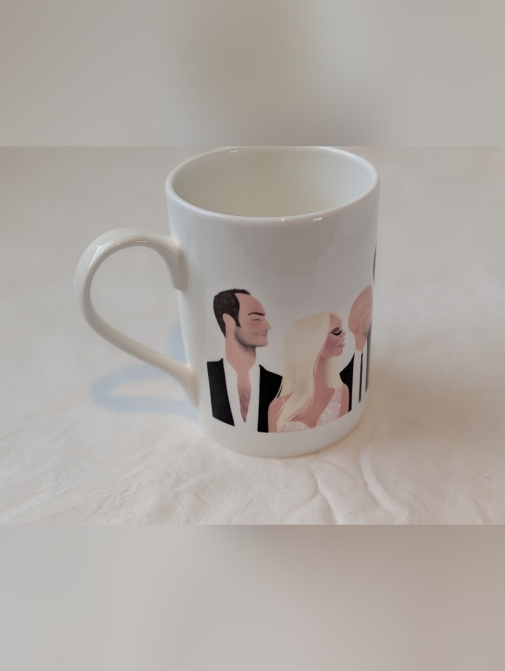 Concept Bone China 11 fl oz White Coffee Mug, People Decorated Modern